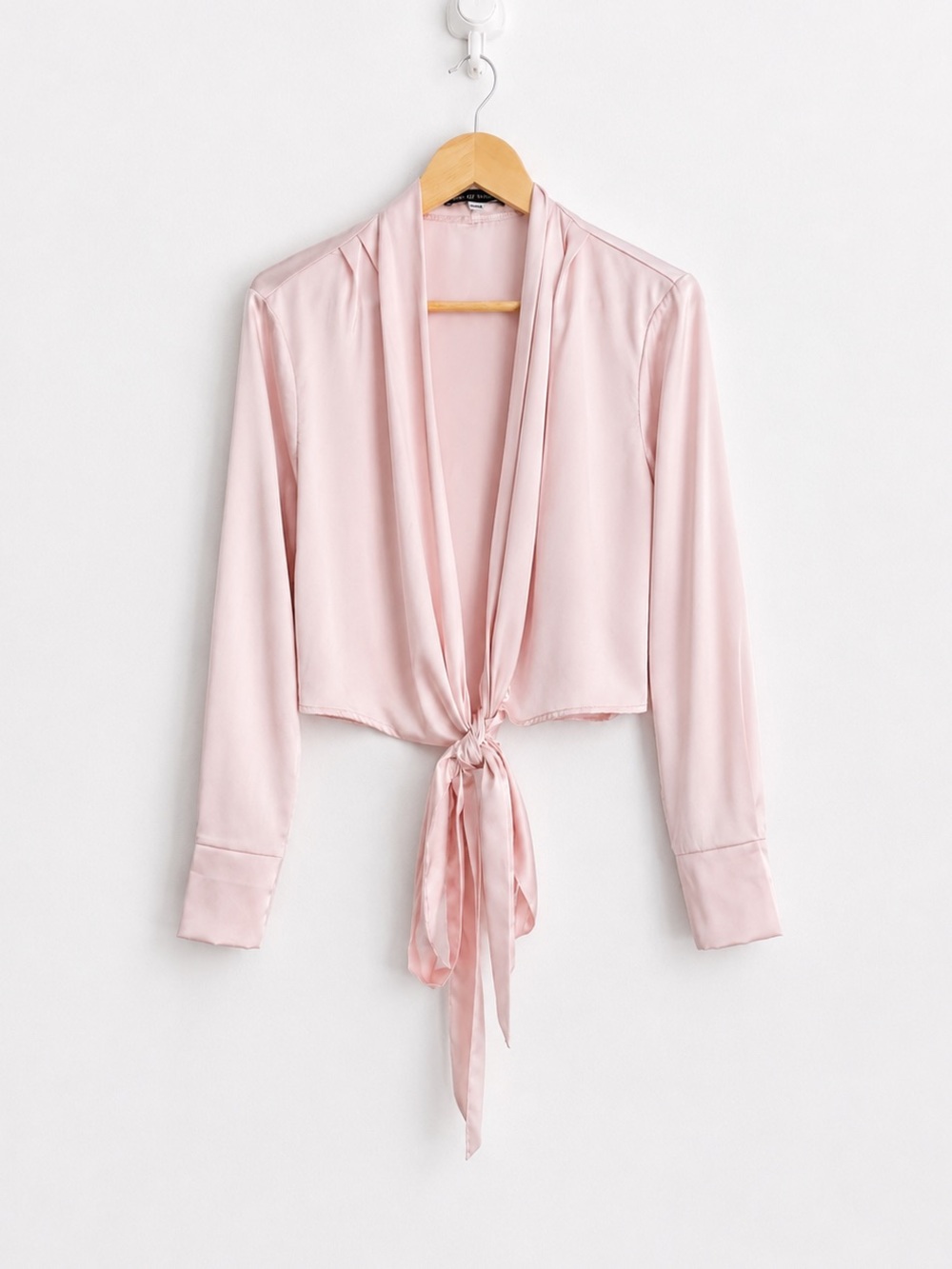 Shelley Klassen Pink Satin Tie Front Blouse Coquette Balletcore M
